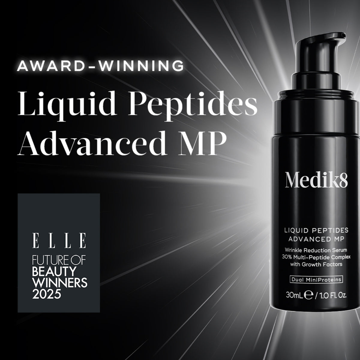 Award-winning Medik8 Liquid Peptides Advanced MP serum, ELLE Beauty Winner 2023