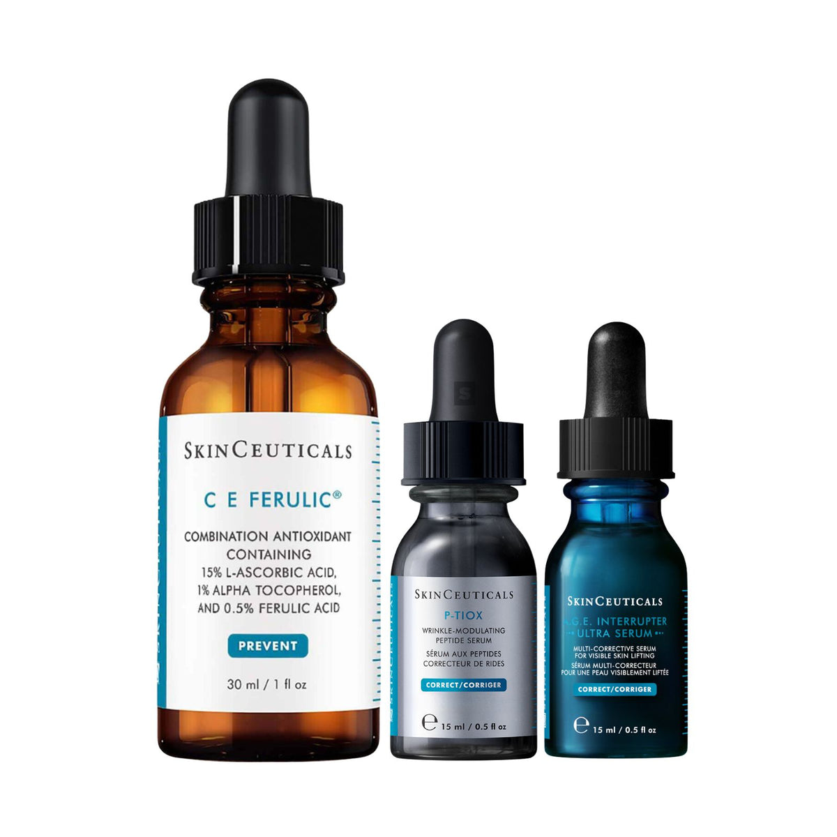 SkinCeuticals Age Defy Double Up Bundle with C E Ferulic 30ml, P-TIOX and A.G.E. Interrupter Ultra Serum