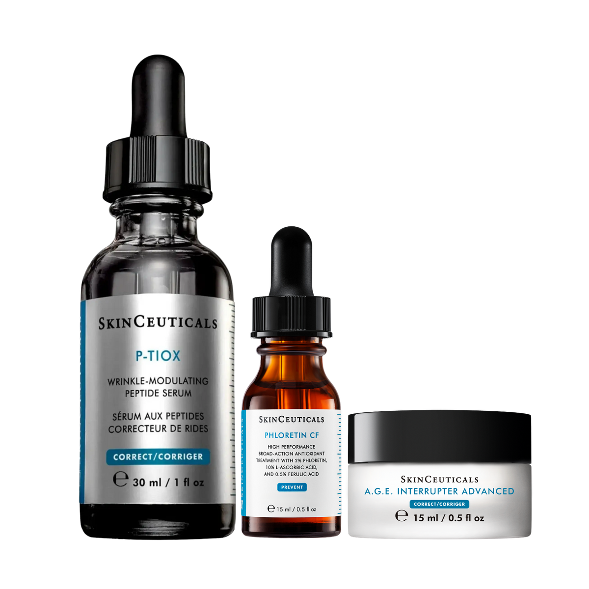 SkinCeuticals Glow Double Up Bundle with P-TIOX 30ml, Phloretin CF and A.G.E. Interrupter Advanced