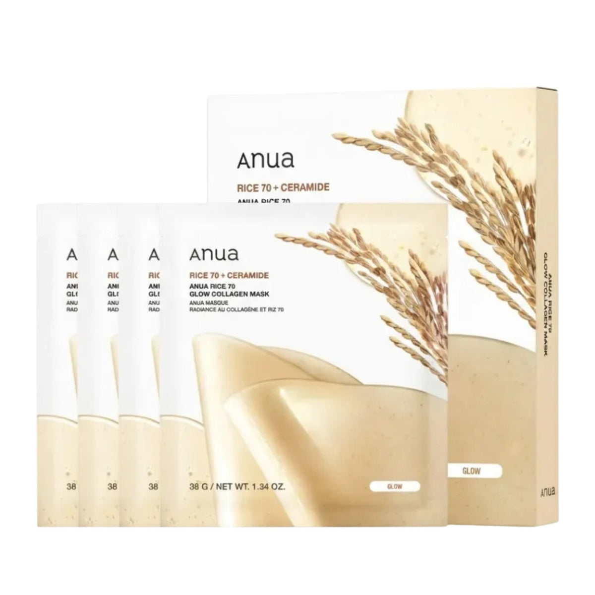 AnuaAnua Rice Water + Collagen Hydrogel Mask (4 pack)SkinShop