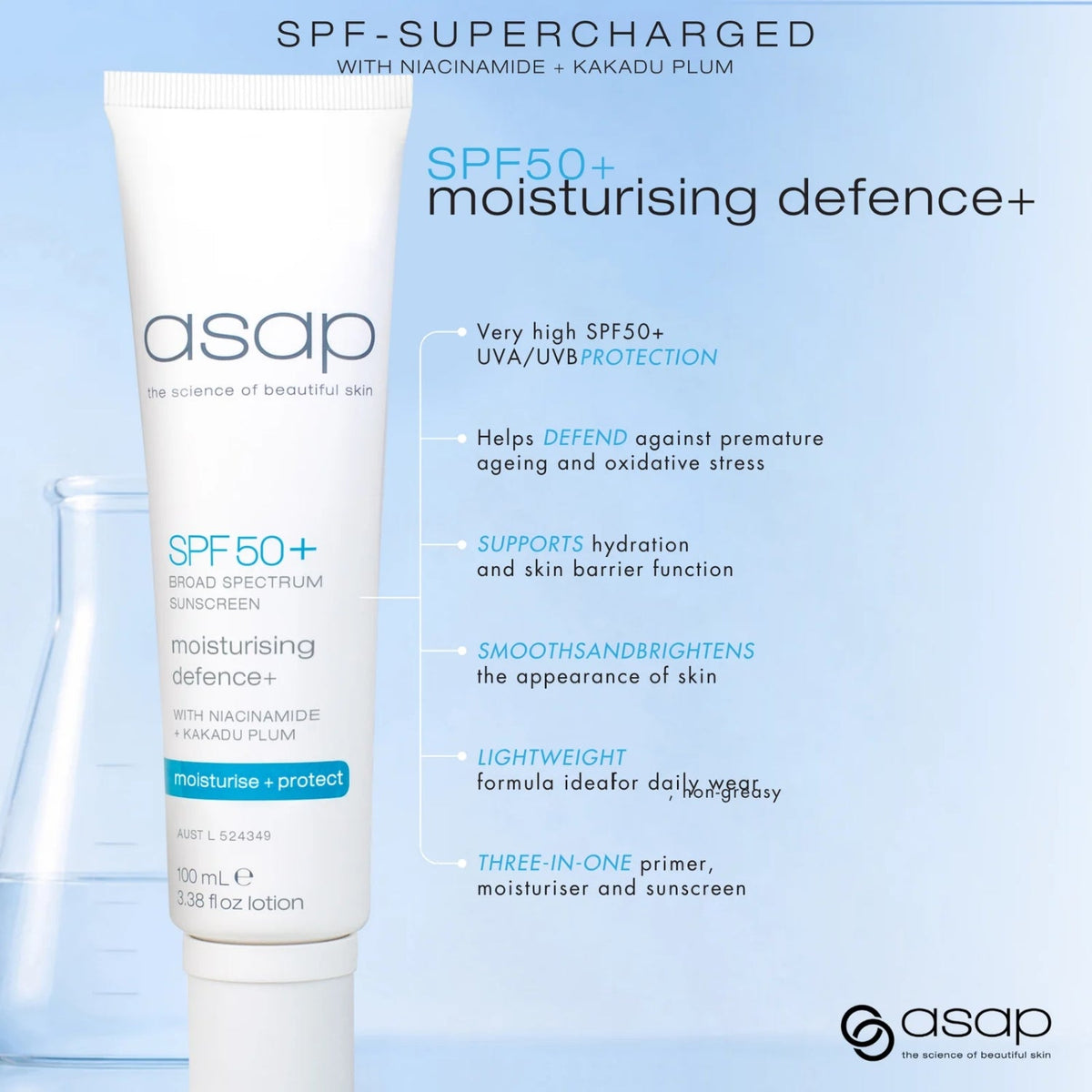 asapasap SPF50+ Moisturising Defence+ 100mlSkinShop