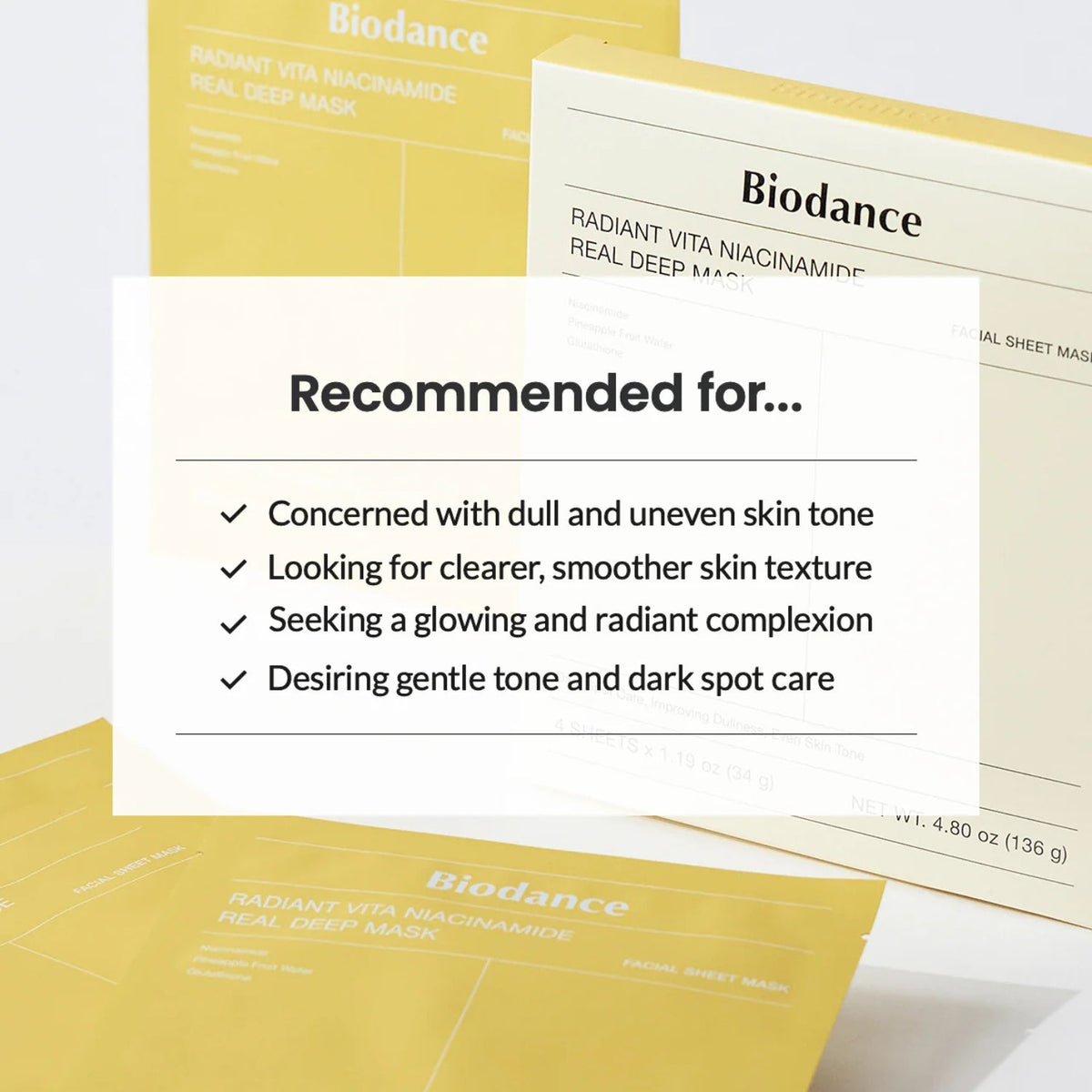 BiodanceBiodance Radiant Vita Niacinamide Real Deep Mask 4 PackSkinShop