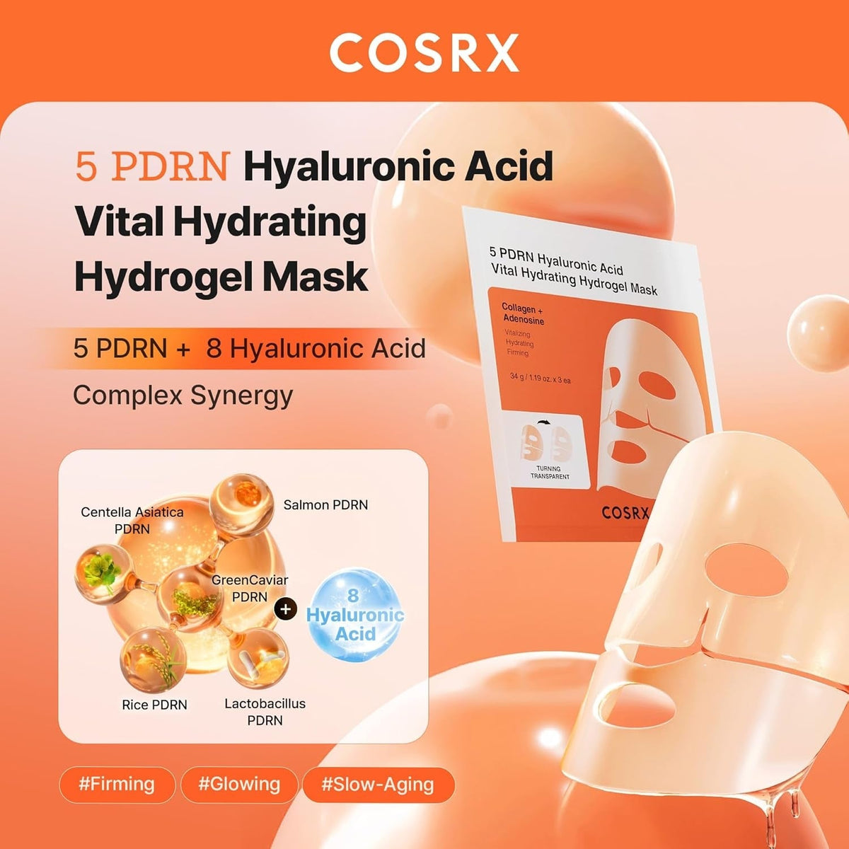 COSRXCOSRX 5 PDRN Hyaluronic Acid Vital Hydrating Hydrogel Mask 3 PackSkinShop