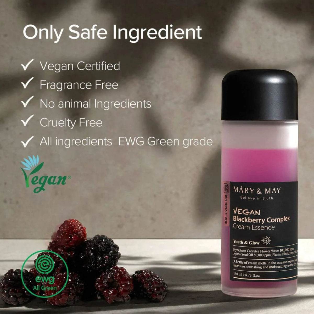 Mary & MayMary & May Vegan Blackberry Complex Cream Essence 140mlSkinShop