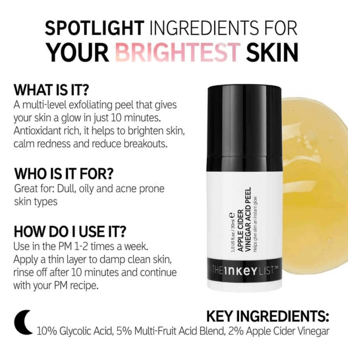 The Inkey List Apple Cider Vinegar Acid Peel | 30ml - SkinShop