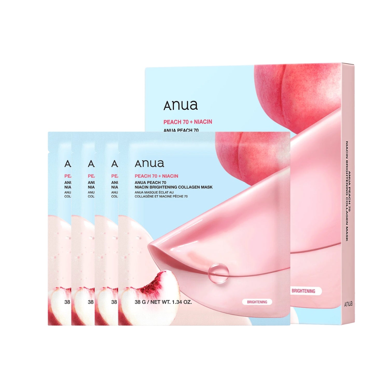 Anua | Peach 70 Niacin Brightening Collagen Mask (4 Pack)