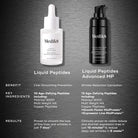 Comparison chart of Medik8 Liquid Peptides versus Liquid Peptides Advanced MP: benefits, key ingredients and results
