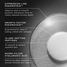 Key ingredients of Medik8 Liquid Peptides Advanced MP: expression line and growth factor MiniProteins, 13 peptides and hyaluronic acid
