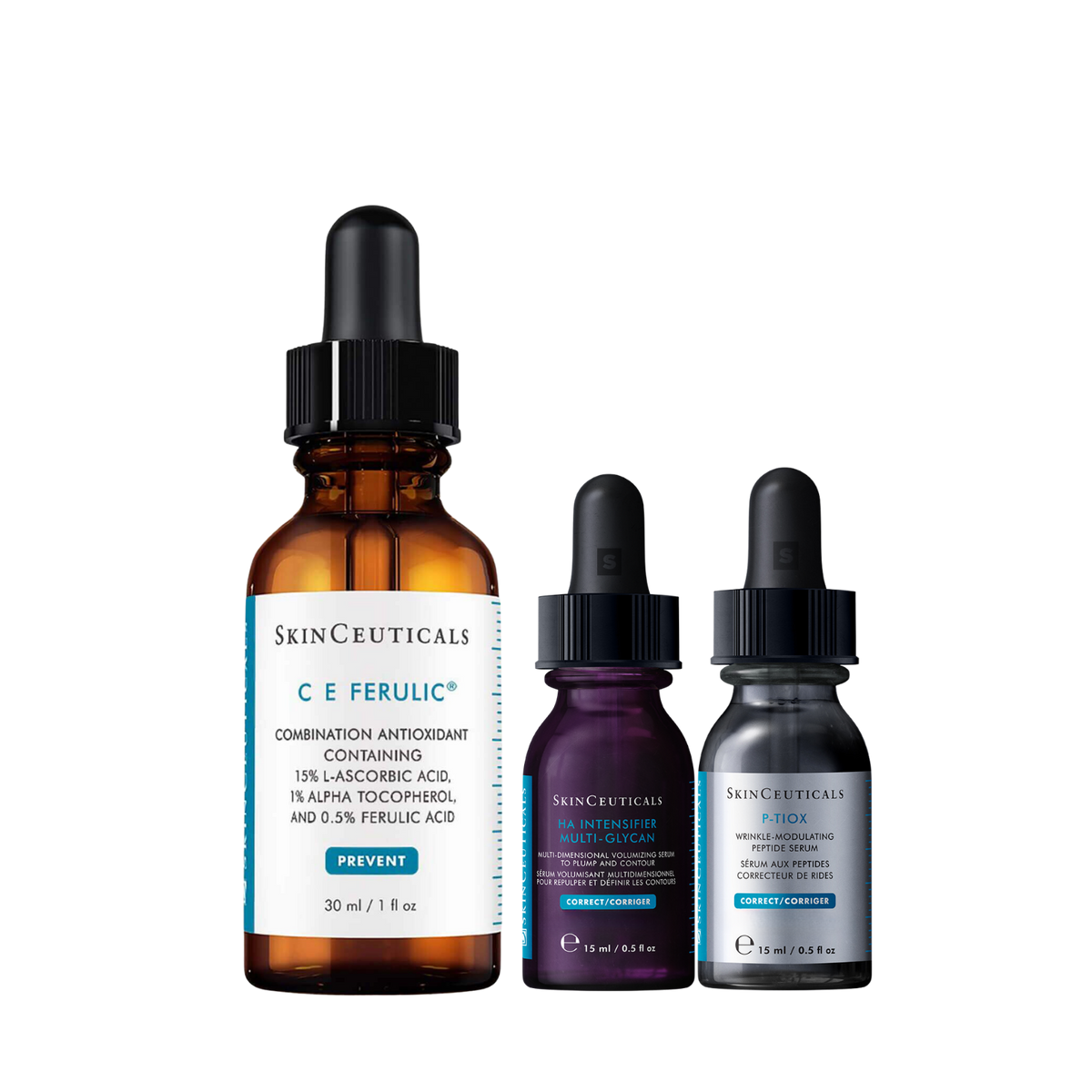 SkinCeuticals Age Later Double Up Bundle with C E Ferulic 30ml, P-TIOX 15ml and HA Intensifier Multi-Glycan 15ml