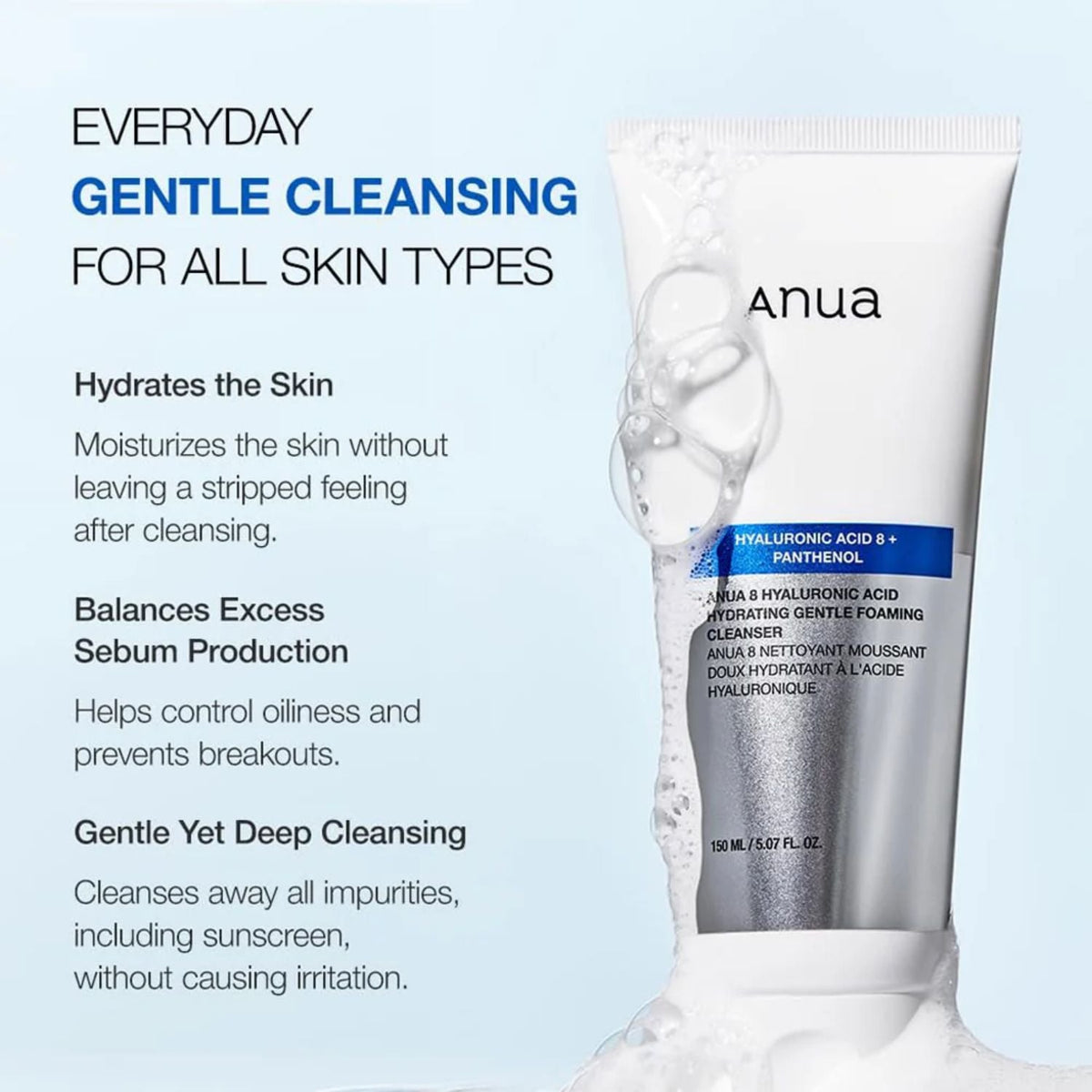 Anua 8 Hyaluronic Acid Hydrating Gentle Foaming Cleanser 150ml SkinShop