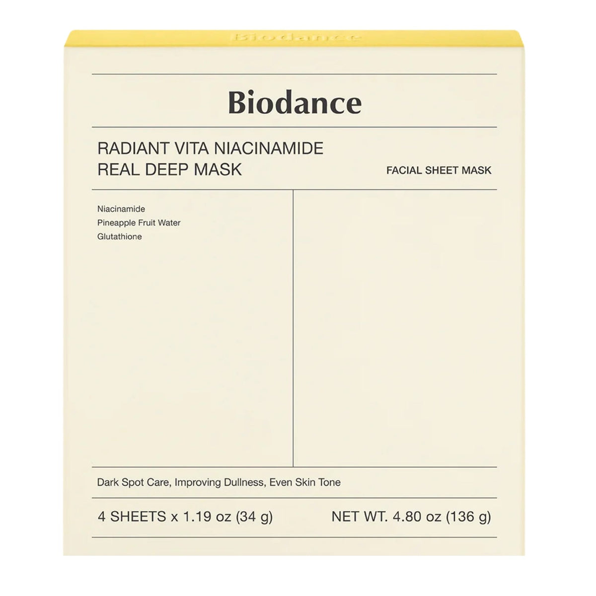 BiodanceBiodance Radiant Vita Niacinamide Real Deep Mask 4 PackSkinShop