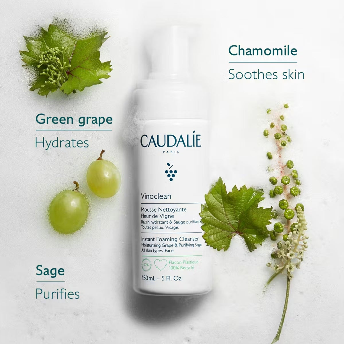 Caudalie Vinoclean Instant Foaming Cleanser 150ml SkinShop