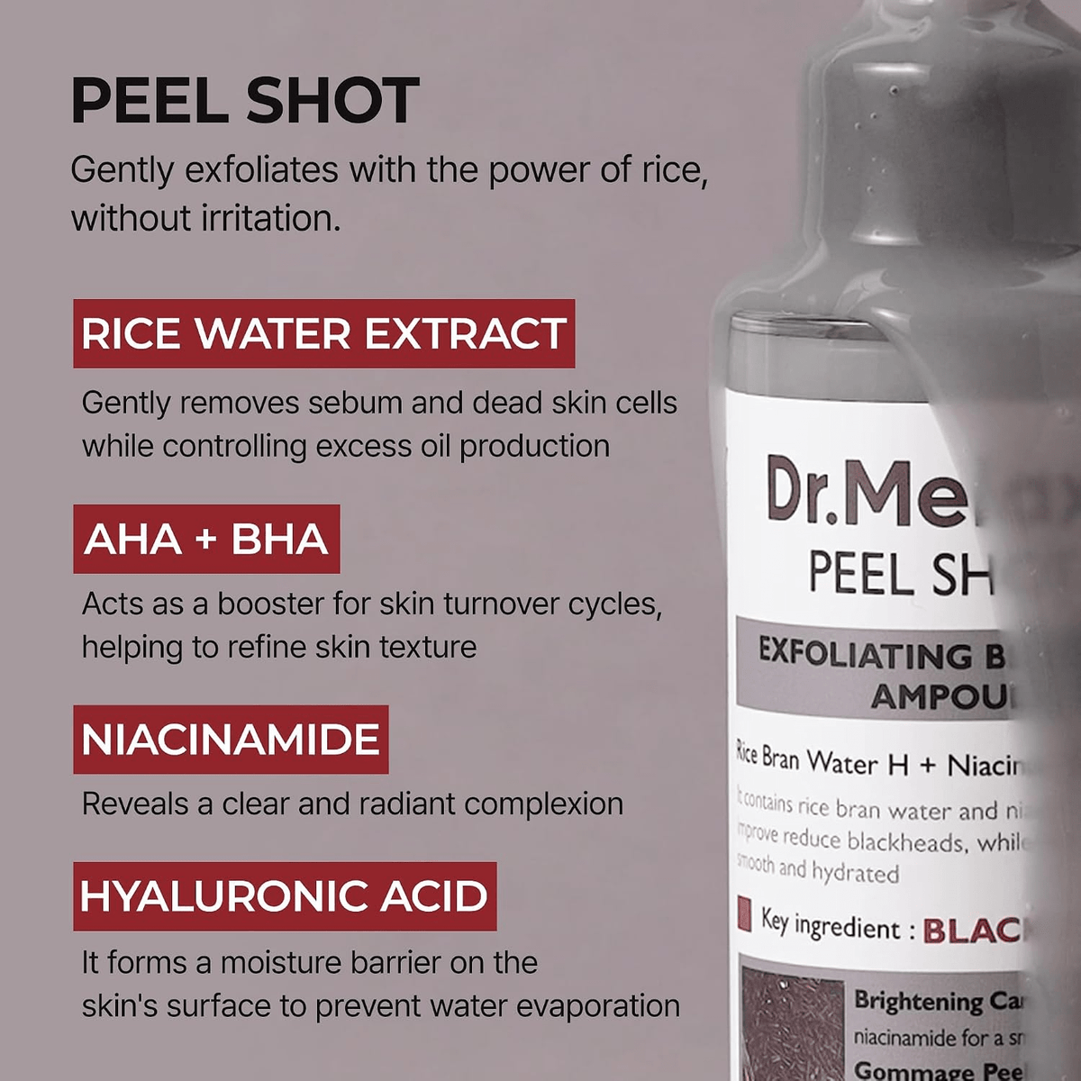 Dr.Melaxin Peel Shot Exfoliating Black Rice Ampoule 80ml SkinShop