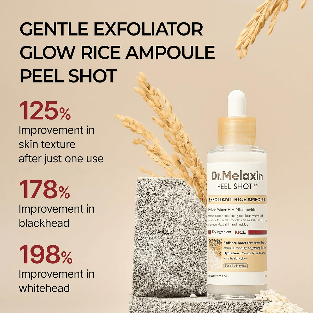 Dr.Melaxin Peel Shot Exfoliating White Rice Ampoule 80ml SkinShop