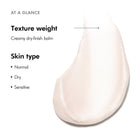 Swirl of A.G.E Interrupter Advanced showing its rich cream texture, with the skin types it suits