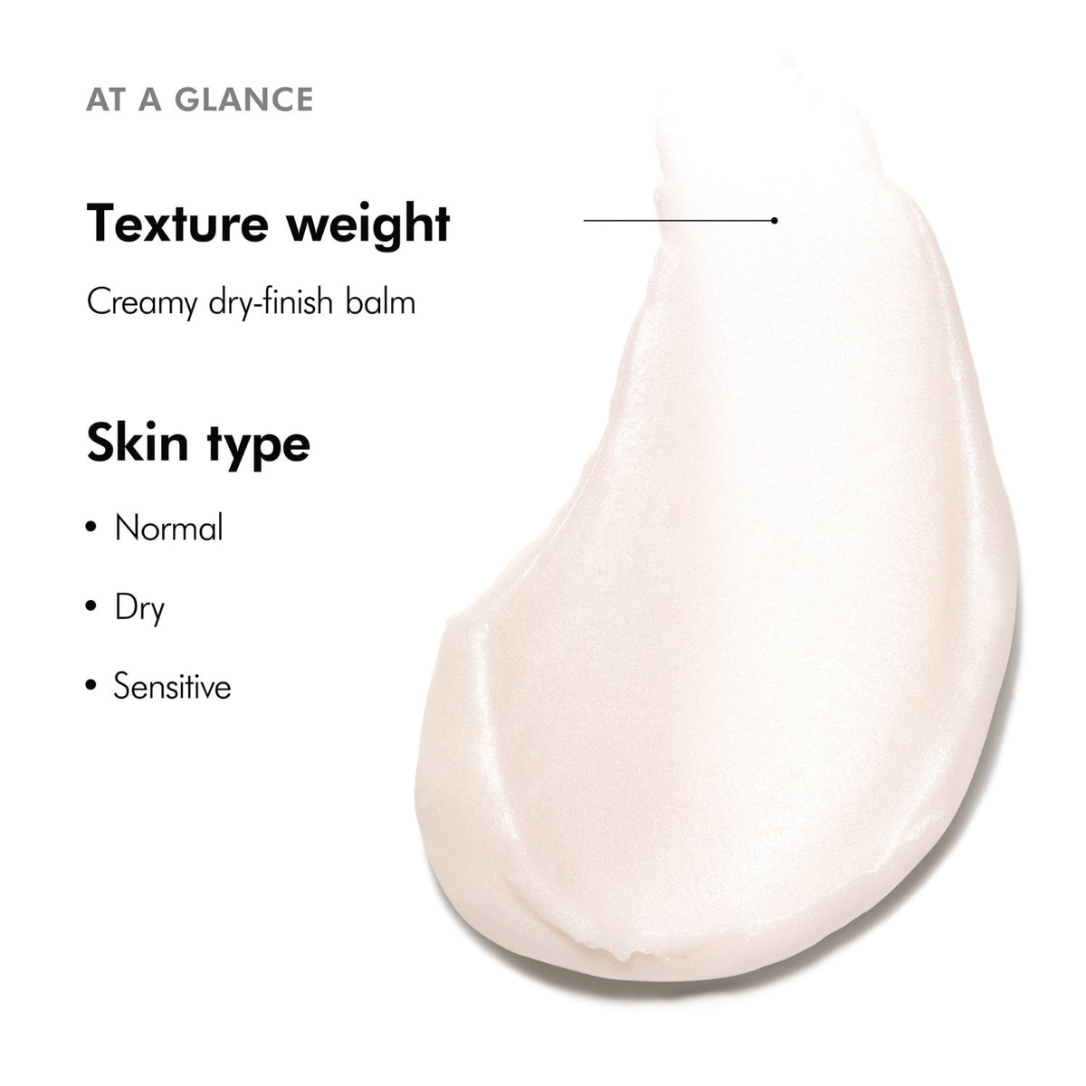 Swirl of A.G.E Interrupter Advanced showing its rich cream texture, with the skin types it suits