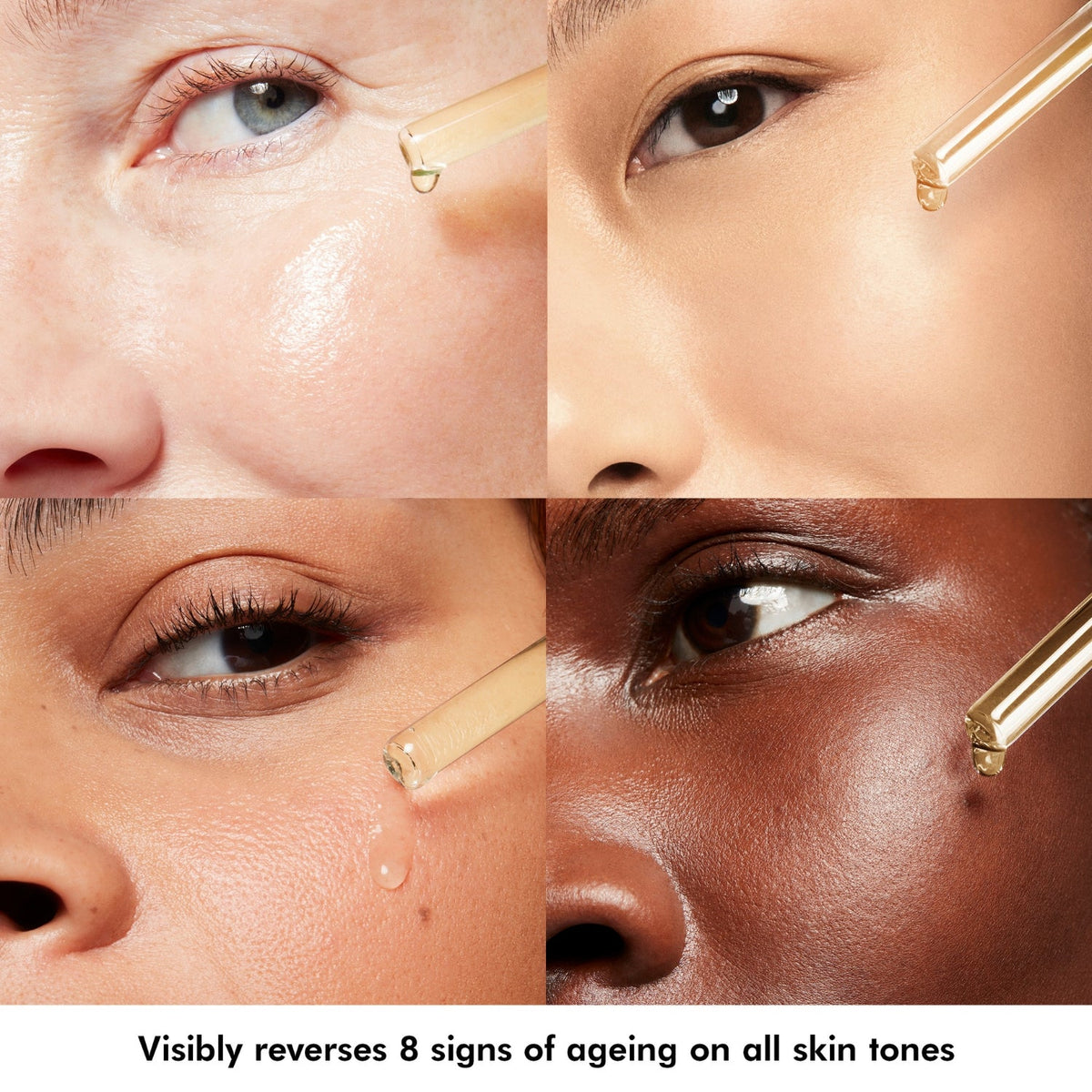 Women with a range of skin tones applying C E Ferulic serum to their faces