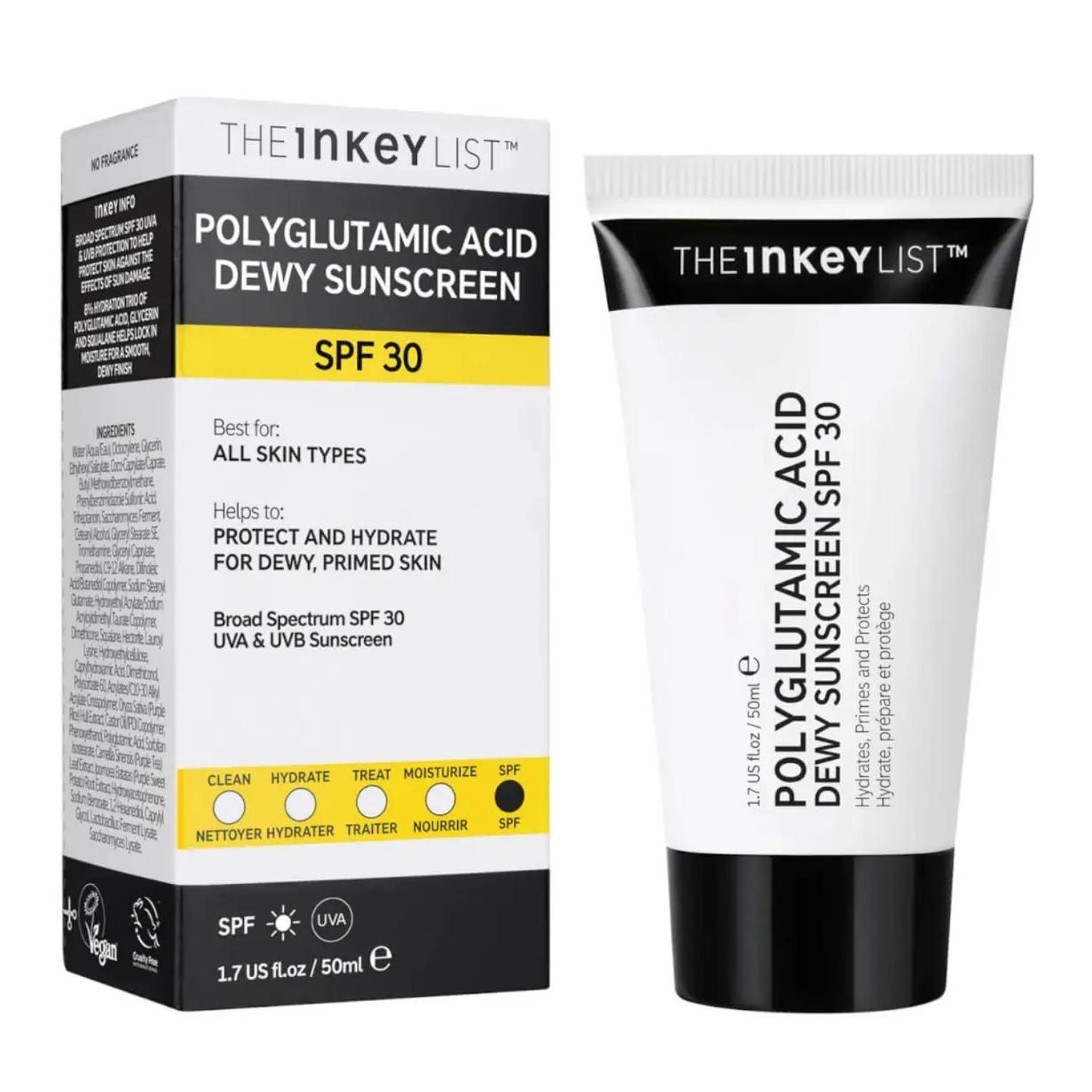 The Inkey List The Inkey List | Polyglutamic Acid Dewy Sunscreen SPF30 | 50ml - SkinShop