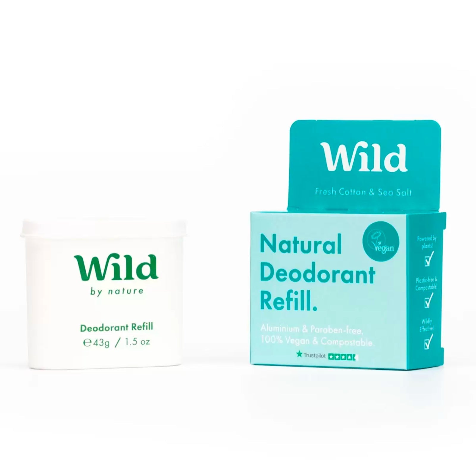 Wild Natural Deodorant Refill Fresh Cotton and Sea Salt SkinShop.ie